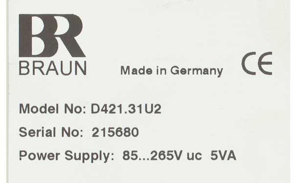 德国BRAUN GmbH转速表D421.31U2