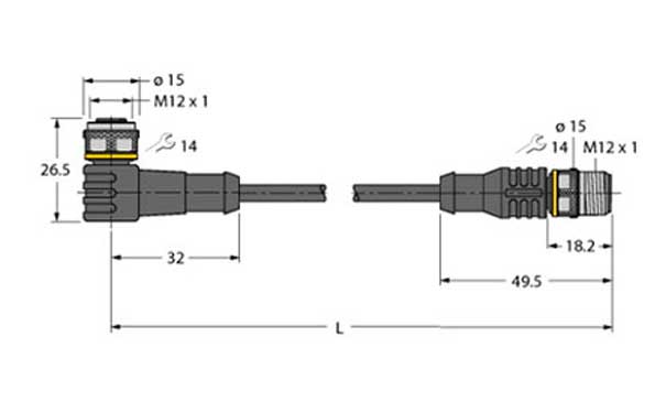 德国图尔克TURCK光电传感器WKC4.5T-P7X3.1-7-RSC4.5T/TXO尺寸